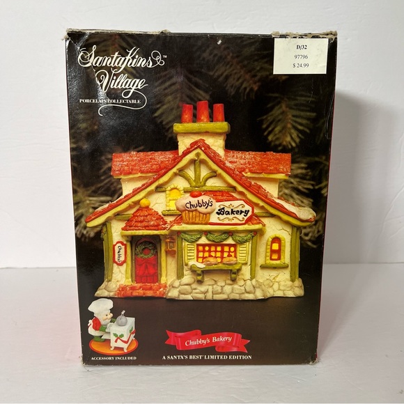VTG Santakin's Village Chubby's Bakery Porcelain Christmas Home Decor with Box - Picture 10 of 12